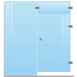 Saunan lasiseinä Maakunnan lasi ovi + ylälasi + seinä saranat sivulla eri värejä mittatilaus