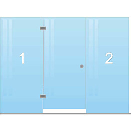 Saunan lasiseinä Maakunnan lasi ovi + 2 seinää eri värejä mittatilaus