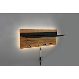 Naulakko LED-valolla ja hyllyllä M&amp;M Samantha 75x30 cm puu/musta