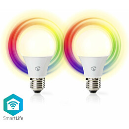 LED-lamppu Nedis SmartLife RGB Wi-Fi WIFILRC20E27, 9W, E27, 2700-6500K, 2kpl