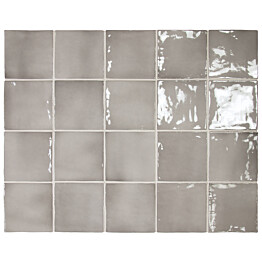 Seinälaatta Pukkila Manacor Mercury Grey kiiltävä strukturoitu 10x10 cm