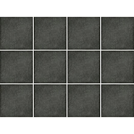 Lattialaatta Pukkila Flow Black, 10x10cm, matta, lasitettu, liimatäpläarkki