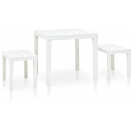 Puutarhapöytä 2 penkillä muovi valkoinen_1