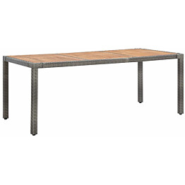 Puutarhapöytä harmaa 190x90x75cm polyrottinki ja akaasiapuu_1