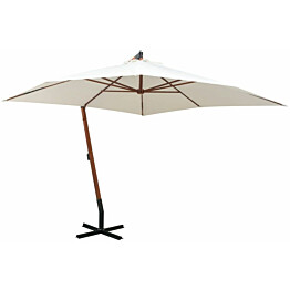 Roikkuva päivänvarjo 300x300 cm puutanko valkoinen_1