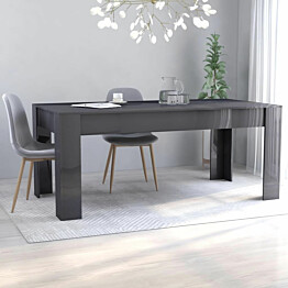 Ruokapöytä korkeakiilto harmaa 180x90x76 cm lastulevy_1