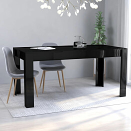 Ruokapöytä korkeakiilto musta 160x80x76 cm lastulevy_1