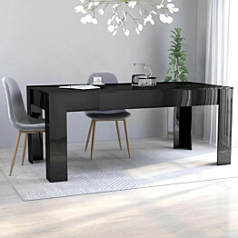 Ruokapöytä korkeakiilto musta 180x90x76 cm lastulevy_1