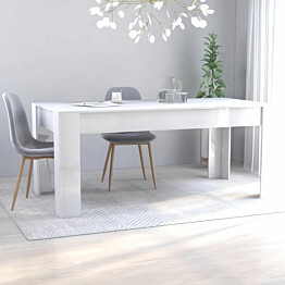 Ruokapöytä korkeakiilto valkoinen 180x90x76 cm lastulevy_1
