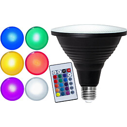 LED-lamppu Star Trading Spotlight Outdoor E27 värivaihto musta