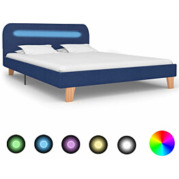 Sängynrunko led-valolla sininen kangas 135x190 cm_1