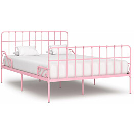 Sängynrunko sälepohjalla pinkki metalli 160x200 cm_1