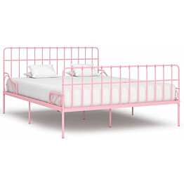 Sängynrunko sälepohjalla pinkki metalli 200x200 cm_1