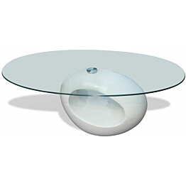 Sohvapöytä soikea lasinen pöytälevy korkeakiilto valkoinen_1
