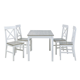 Ruokailuryhmä Tenstar Maxx, 118x74cm + 4 tuolia, vaaleanharmaa/valkoinen
