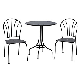 Bistrosetti Chic Garden Angela pöytä + 2 tuolia musta