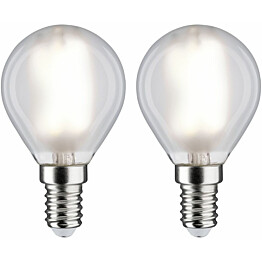 LED-filamenttilamppu Paulmann Drop, E14, 470lm, 4.8W, 4000K, matta, 2kpl