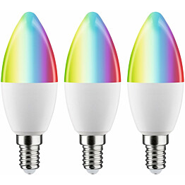 LED-älylamppu Paulmann Smart Home Zigbee 3.0 Candle, E14, 470lm, 5W, RGBW+, himmennettävä, matta, 3kpl