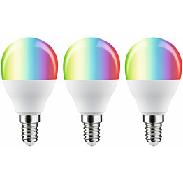 LED-älylamppu Paulmann Smart Home Zigbee 3.0 Drop, E14, 470lm, 5W, RGBW+, himmennettävä, matta, 3kpl