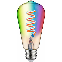 LED-älylamppu Paulmann Smart Home Zigbee 3.0, ST64, E27, 470lm, 6.3W, RGBW+, filamentti, himmennettävä, kulta