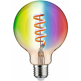 LED-älylamppu Paulmann Smart Home Zigbee 3.0 Globe, G95, E27, 470lm, 6.3W, RGBW+, filamentti, himmennettävä, kulta