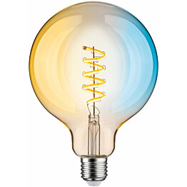 LED-älylamppu Paulmann Smart Home Zigbee 3.0 Globe, G125, E27, 600lm, 7,5W, filamentti, säädettävä värilämpötila, himmennettävä, kulta