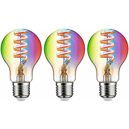 LED-älylamppu Paulmann Smart Home Zigbee 3.0 Pear, E27, 470lm, 6.3W, RGBW+, filamentti, himmennettävä, kulta, 3kpl