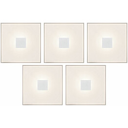 Upotettava LED-seinävalaisinsarja Paulmann LumiTiles, 5 valaisinta, IP44, 10x10cm, 2700K, himmennettävä, valkoinen