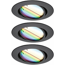 Upotettava LED-valaisin Paulmann Base Coin, 3kpl, Smart Home Zigbee 3.0, Ø90mm, himmennettävä, RGBW+, eri värejä