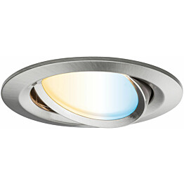 Upotettava LED-valaisin Paulmann Nova Plus Coin, Smart Home Zigbee 3.0, Ø84mm, säädettävä värilämpötila, himmennettävä, harjattu rauta