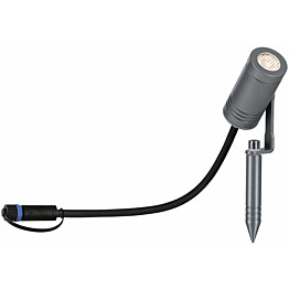 LED-puutarhaspotti Paulmann Plug &amp; Shine Radix, IP65, 3000K, 6W, harmaa