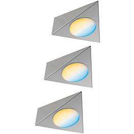 LED-kalustevalaisin Paulmann Clever Connect Trigo, 3kpl, säädettävä värilämpötila, harjattu nikkeli