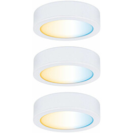 LED-kalustevalaisin Paulmann Clever Connect Disc, 3kpl, säädettävä värilämpötila, mattavalkoinen
