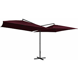 Tupla-aurinkovarjo terästanko 250x250 cm viininpunainen_1