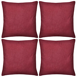 Viininpunainen tyynynpäällinen 4 kpl puuvilla 80 x 80 cm_1