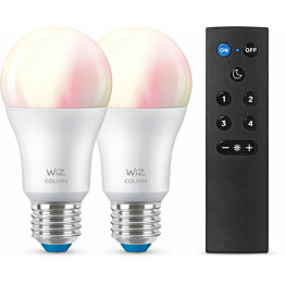 LED-älylamppu Wiz A60 Full Color Wi-Fi 60W E27 RGB 2kpl + kaukosäädin