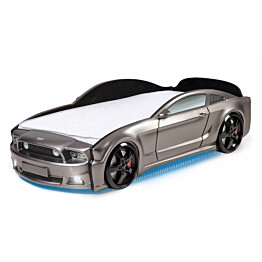 Lasten autosänky Mebelev Mustang 3D, LED-valoilla, grafiitinharmaa