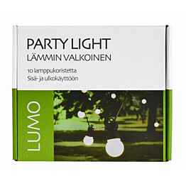 Valosarja LED Energie Lumo Party, 10-osainen, ulko- ja sisäkäyttöön, 3000K, IP44, matta kupu