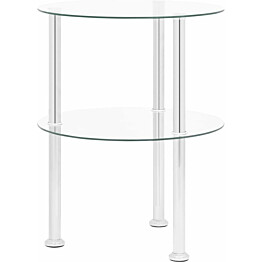 2-kerroksinen sivupöytä läpinäkyvä, 38cm, karkaistu lasi