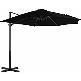 Riippuva aurinkovarjo alumiinipylväällä, musta, 300cm 