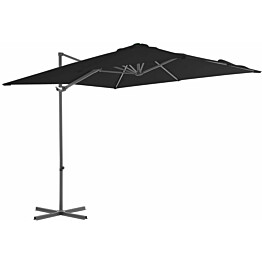 Riippuva aurinkovarjo teräspylväällä, musta, 250x250cm