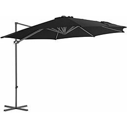 Riippuva aurinkovarjo teräspylväällä, musta, 300cm