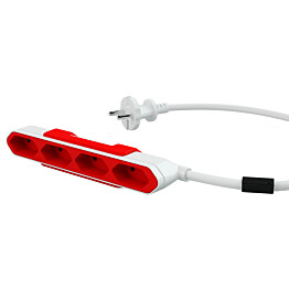Jatkojohto Allocacoc PowerBar 15m 4-osainen punainen/valkoinen