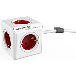 Jatkojohto Allocacoc PowerCube Extended 15m 5-osainen punainen/valkoinen
