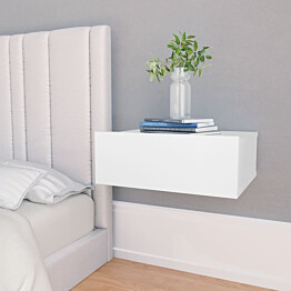Kelluva yöpöytä 40x30x15 cm lastulevy valkoinen