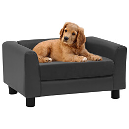 Koiran sohva 60x43x30 cm plyysi ja keinonahka tummanharmaa