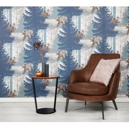 Kuitutapetti Vallila Klassikot Vol 2 5359-1 Karhunkierros, 0.53x11.2m, sininen