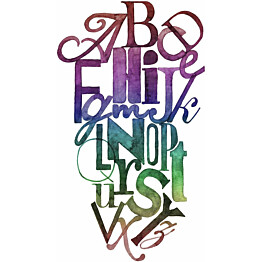 Kuvatapetti Rebel Walls Ink Letters Rainbow, non-woven, mittatilaus