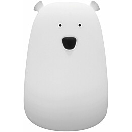 Lasten LED-yövalaisin Rabalux Baloo 16cm karhu valkoinen RGB