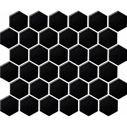 Lattialaatta Laattapiste LPC Hexagon matta tasapintainen musta 5.9x5.1cm